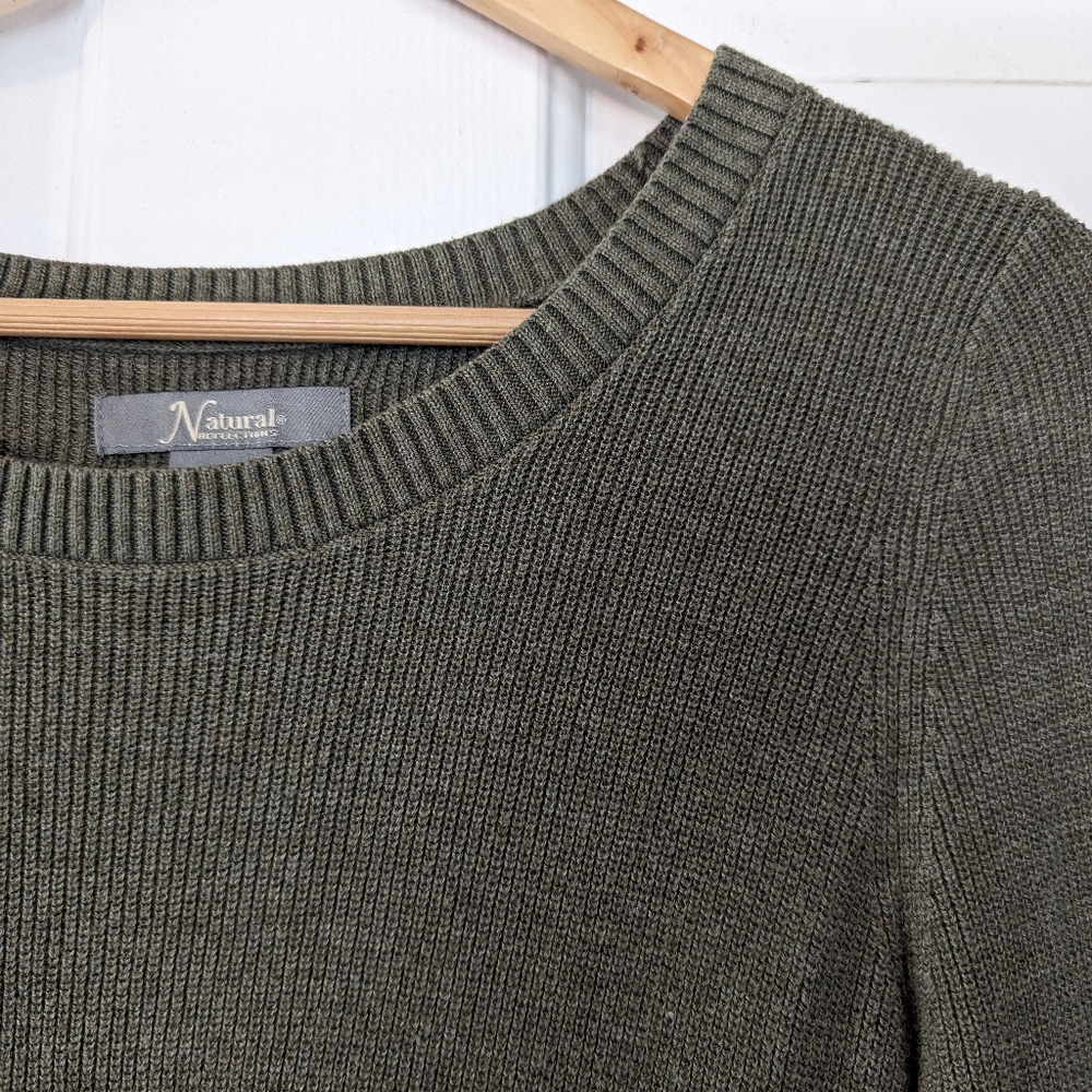 {Natural Reflections} Army Green Scoop Neck Sweater - Picture 3 of 6